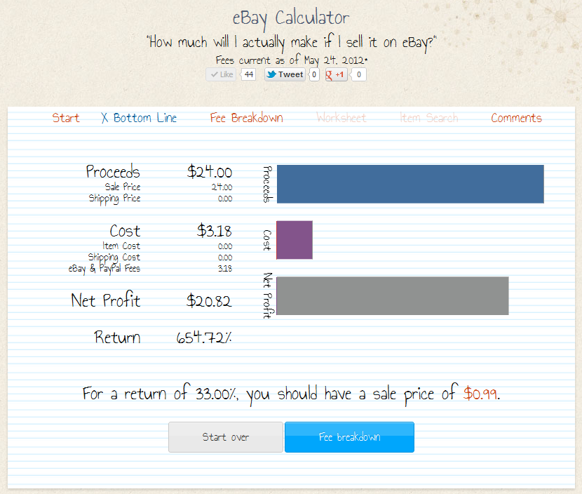 eBay Calculator 2012 screenshot