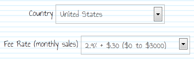 PayPal Calculator country selection