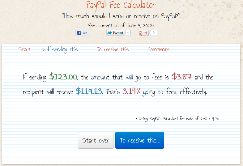 PayPal Fee Calculator Screenshot