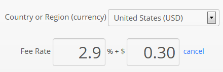 PayPal fee rate editor